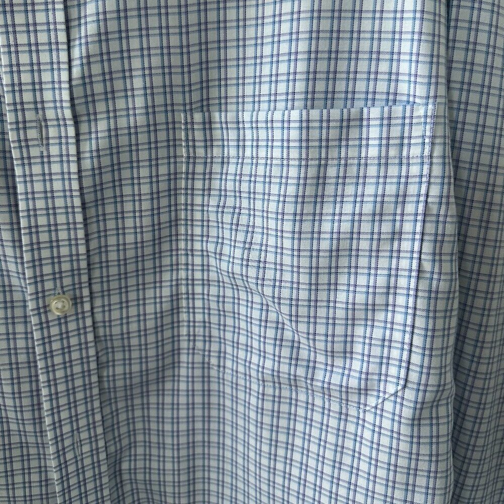 Marks & Spencer Blue, Purple & White Checked Men's Dress Shirt  100% Cotton - Picture 3 of 14